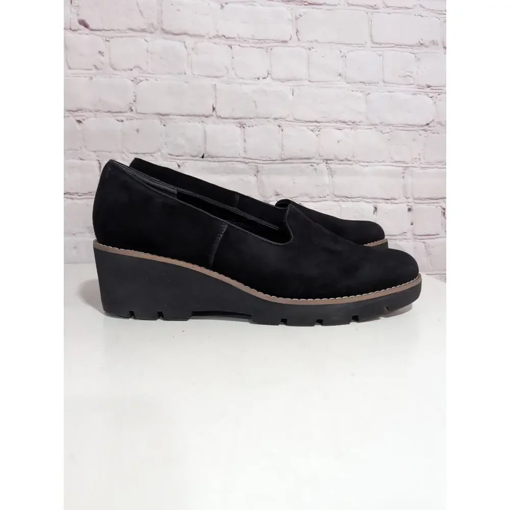 Vionic Women's Size 10 Willa Wedge Water Repellent Black Suede Euro 41